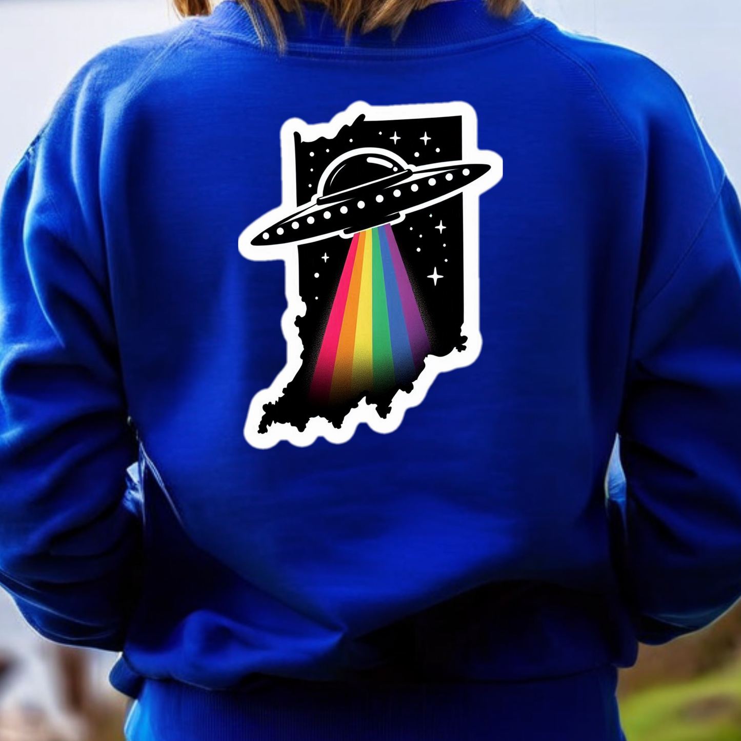 Indiana PRIDE Sweatshirt On The Back