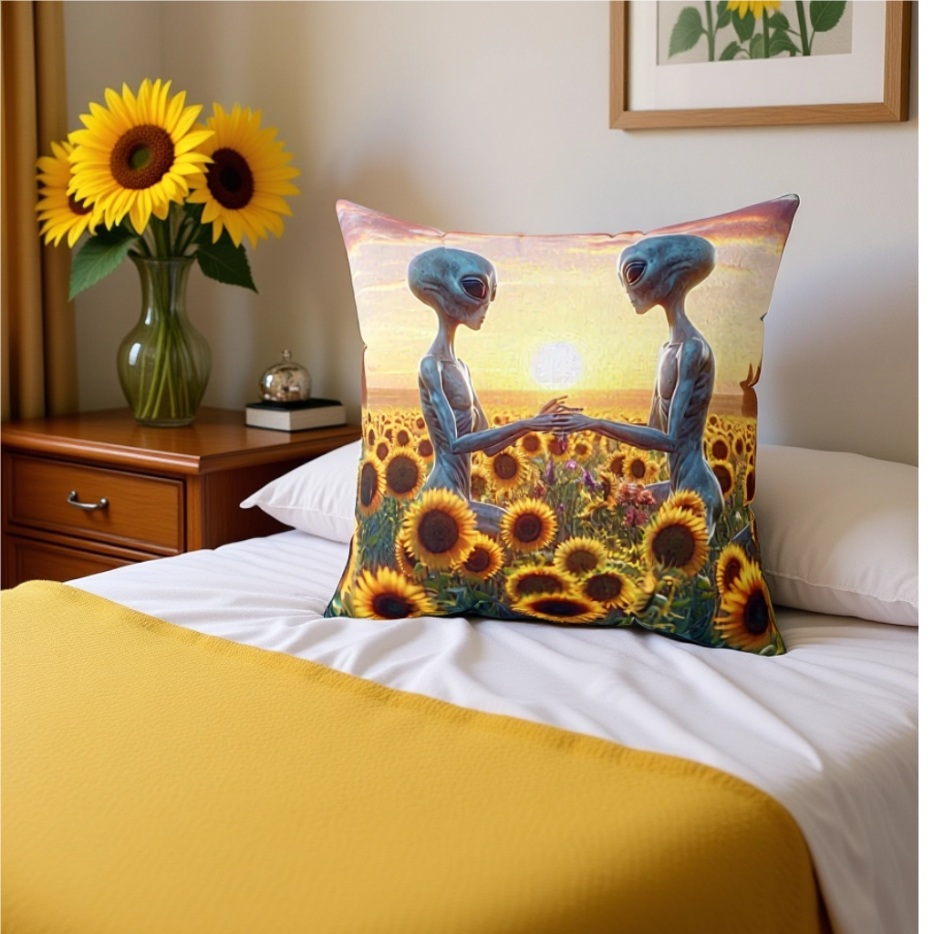 Aliens Sunrise Love Square Pillow 4 Sizes!