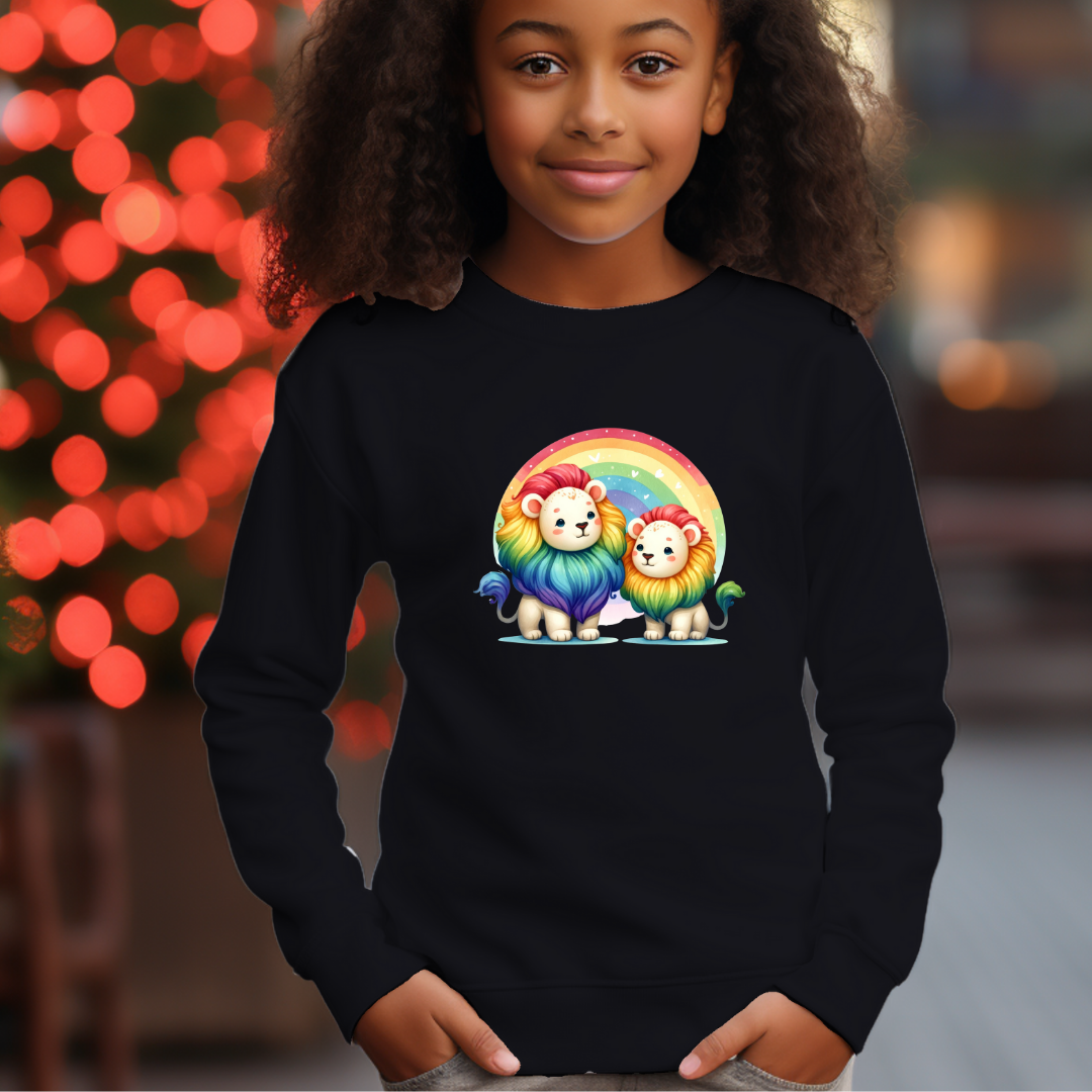 Kids Sweatshirt - Cute Rainbow Soft Lions