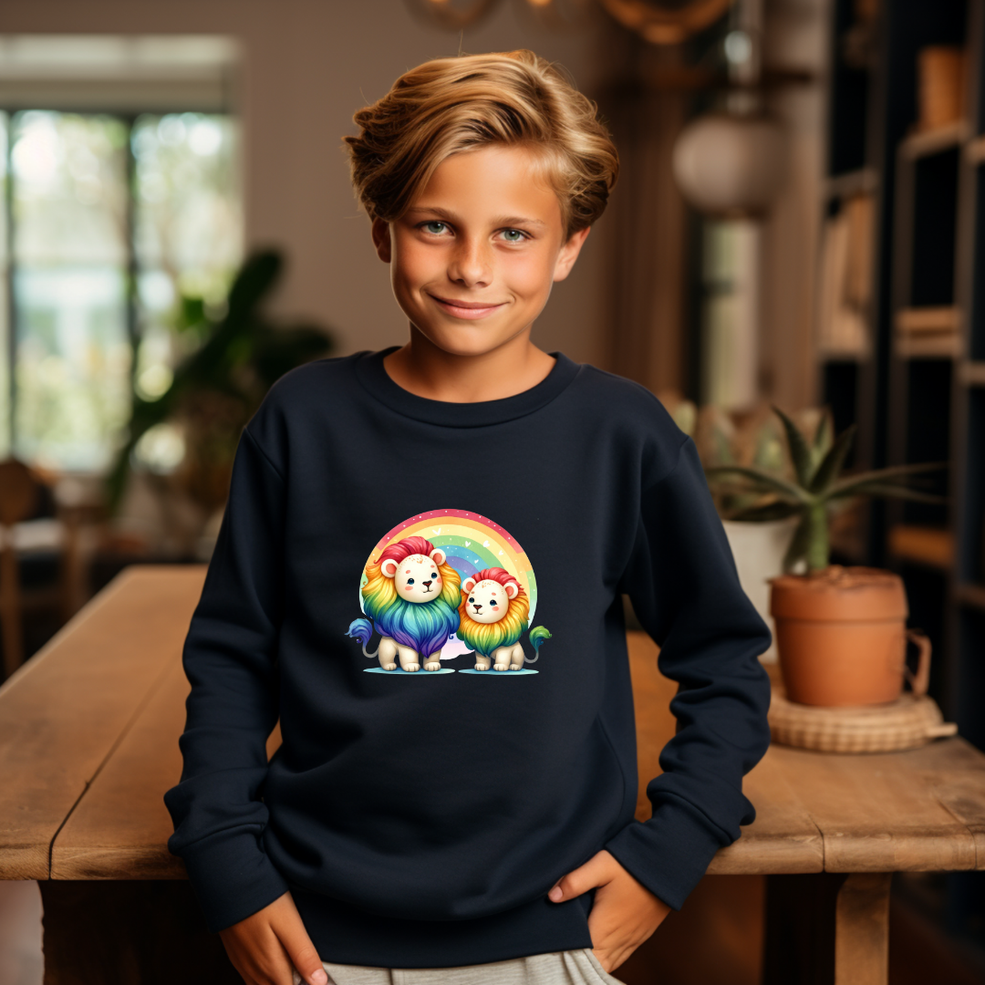 Kids Sweatshirt - Cute Rainbow Soft Lions