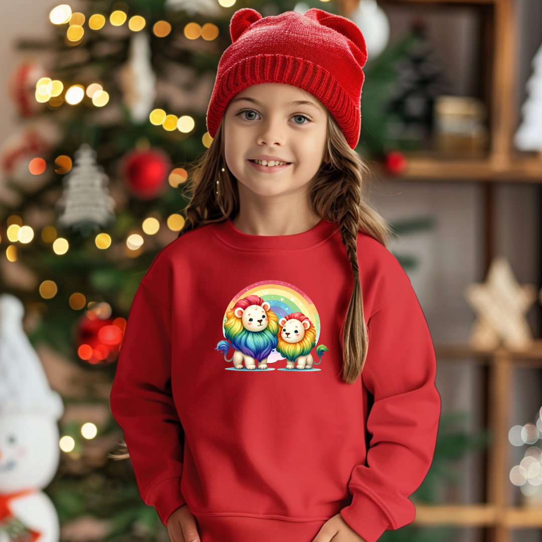 Kids Sweatshirt - Cute Rainbow Soft Lions