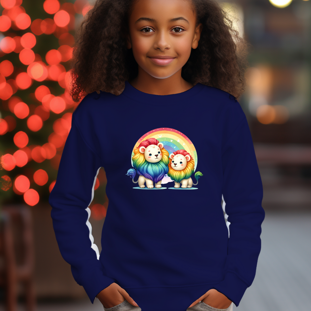 Kids Sweatshirt - Cute Rainbow Soft Lions
