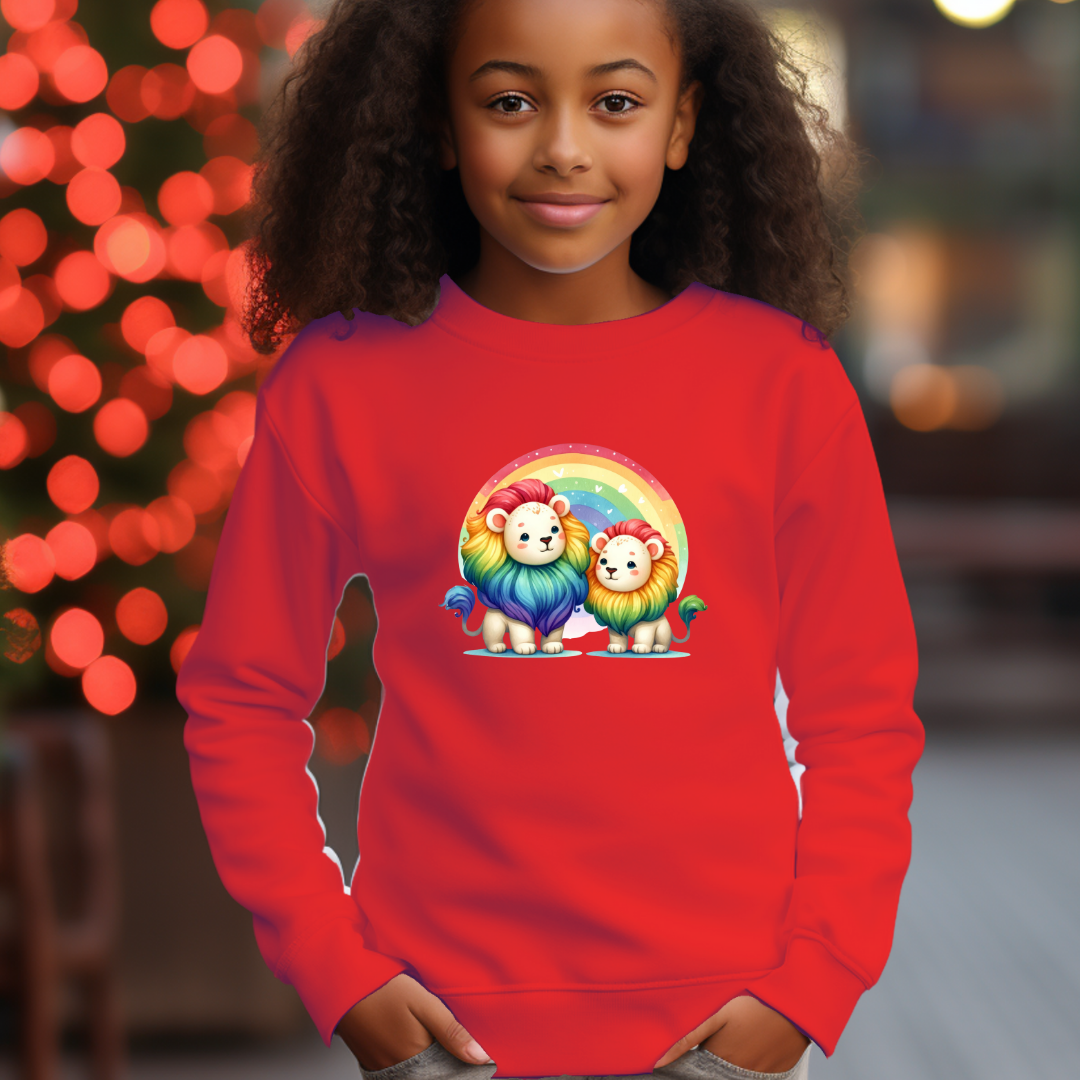 Kids Sweatshirt - Cute Rainbow Soft Lions