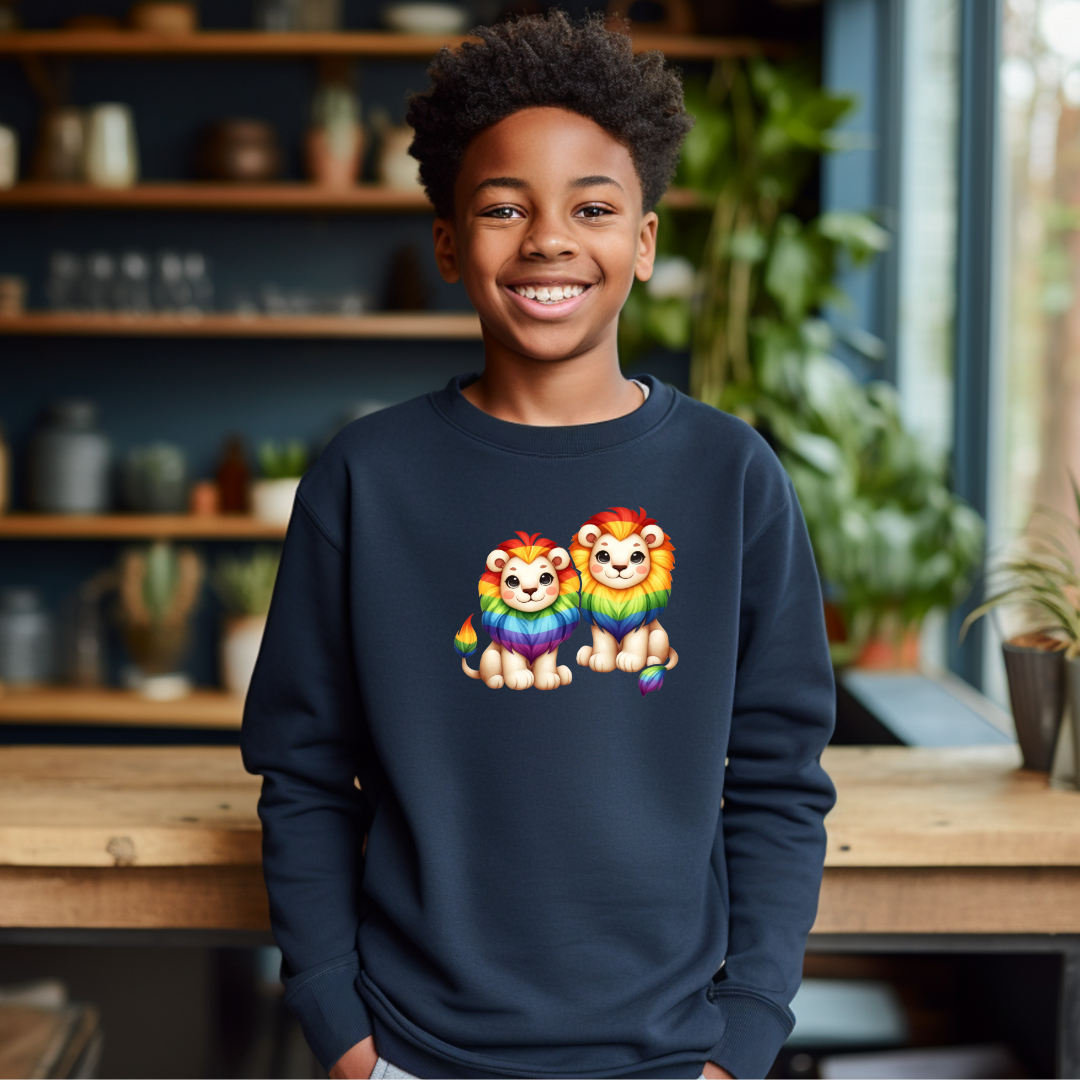 Kid's Sweatshirt - Cute Rainbow Animal Lions