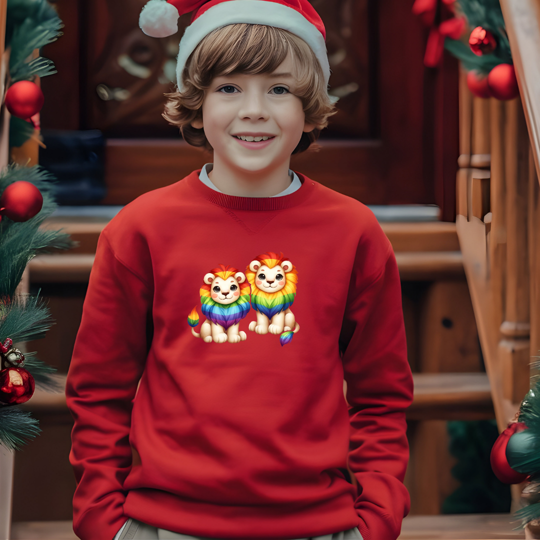 Kid's Sweatshirt - Cute Rainbow Animal Lions