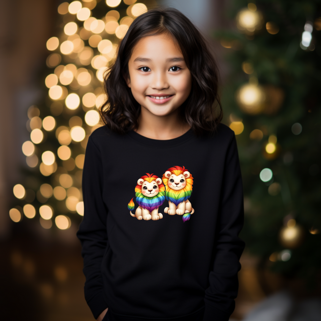 Kid's Sweatshirt - Cute Rainbow Animal Lions