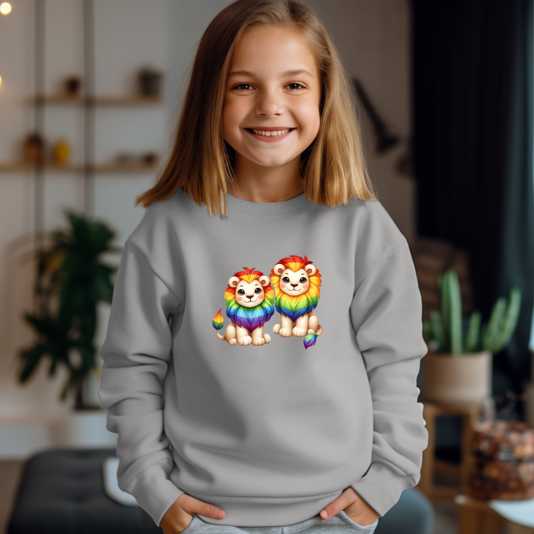 Kid's Sweatshirt - Cute Rainbow Animal Lions