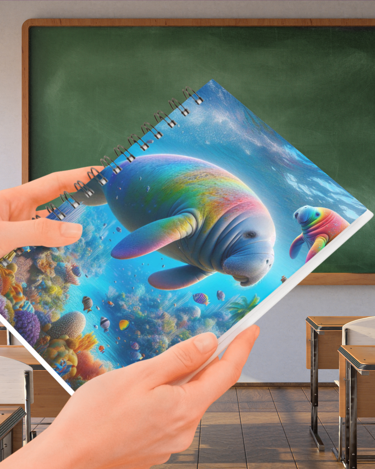 Rainbow Manatee Spiral Journal