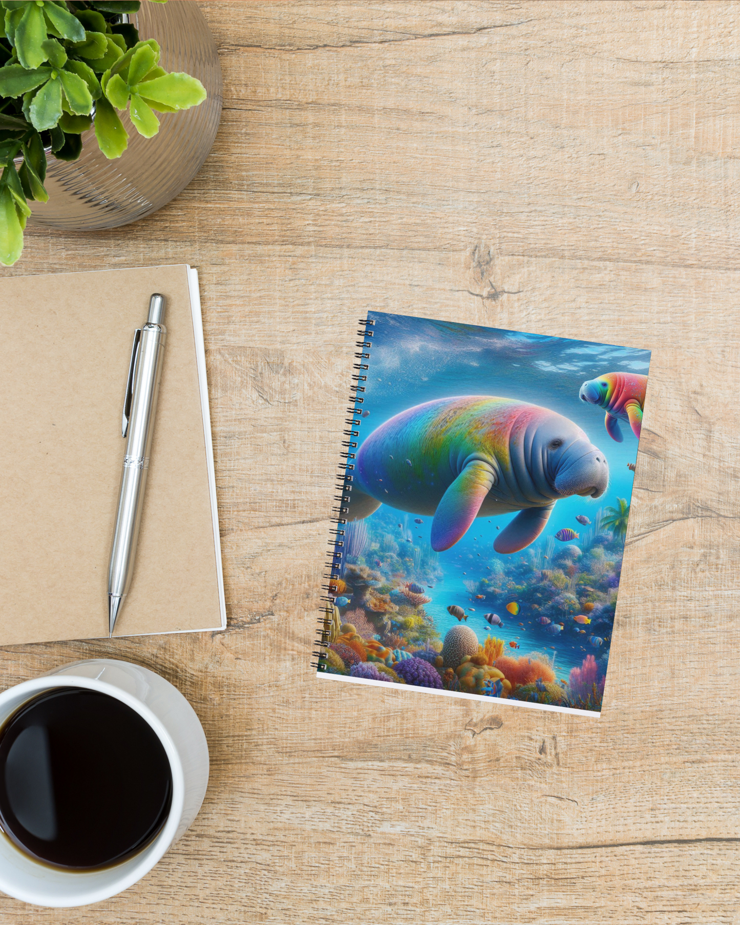 Rainbow Manatee Spiral Journal