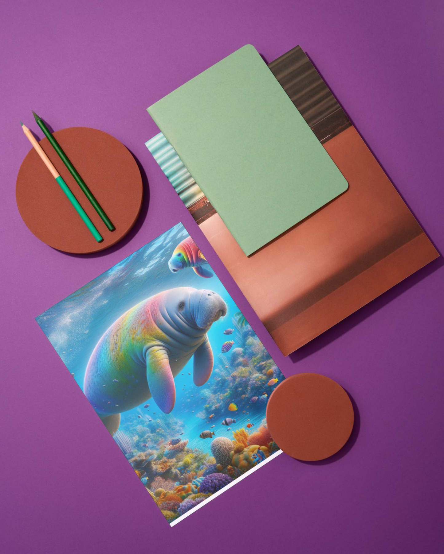 Rainbow Manatee Spiral Journal
