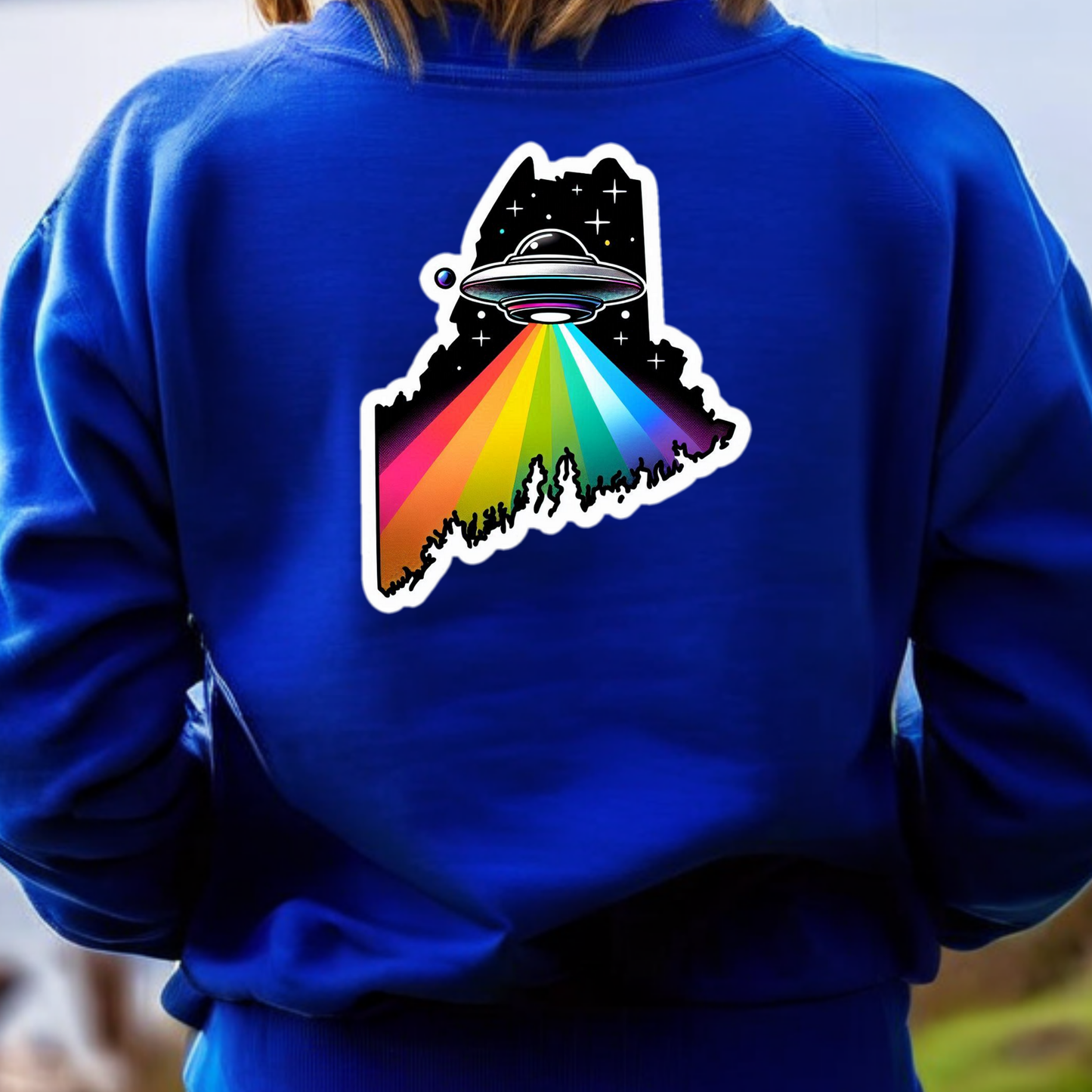 Maine PRIDE Sweatshirt On The Back