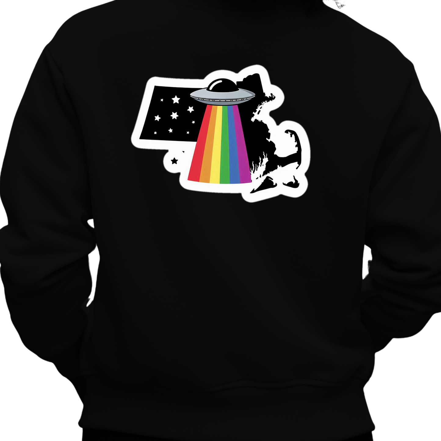 Massachusetts PRIDE Sweatshirt On The Back