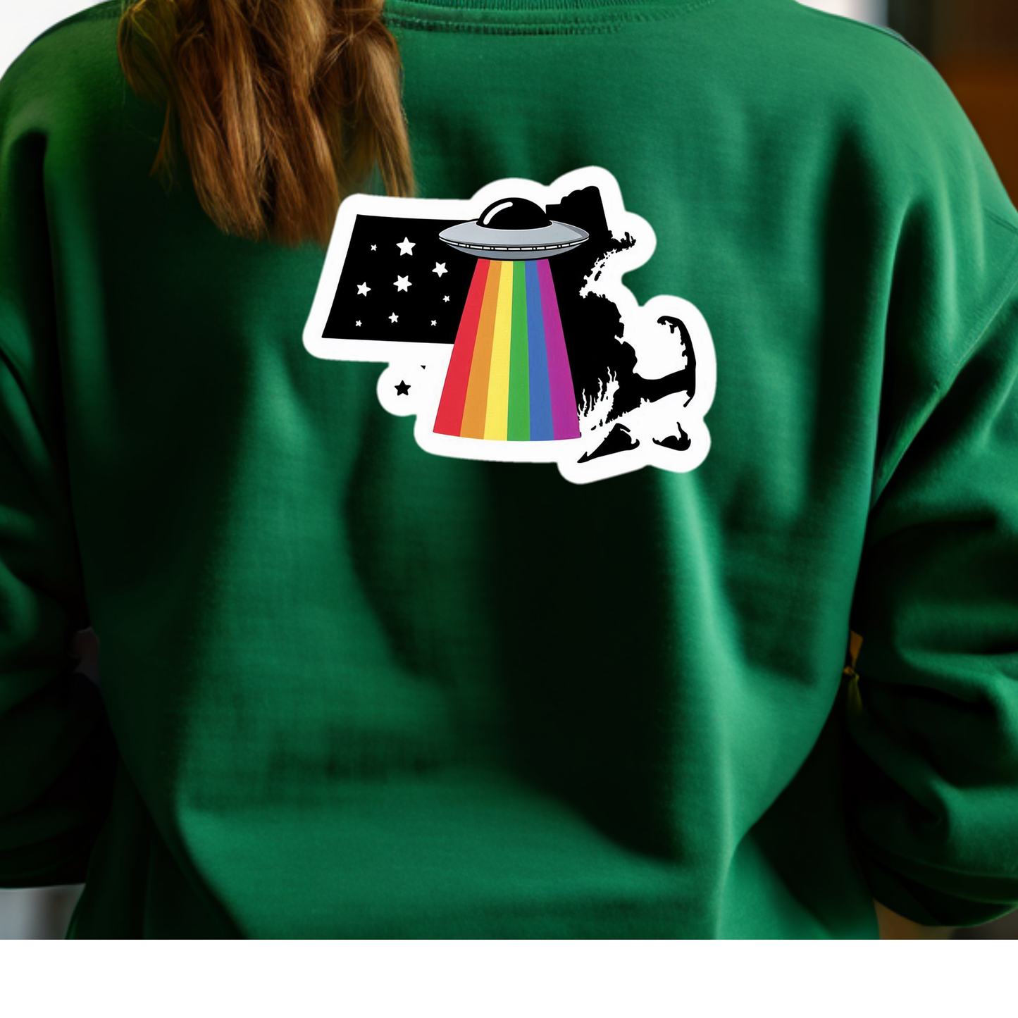 Massachusetts PRIDE Sweatshirt On The Back