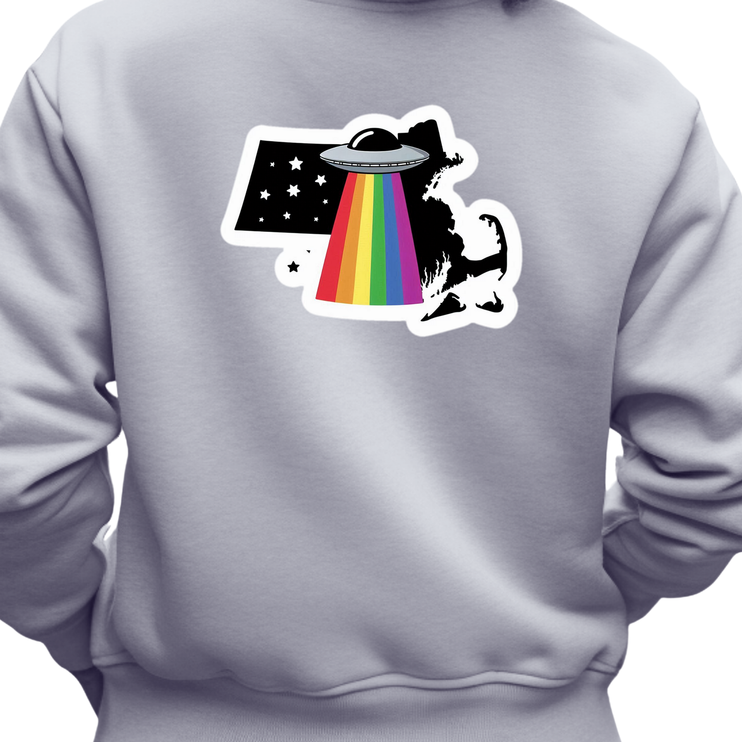 Massachusetts PRIDE Sweatshirt On The Back
