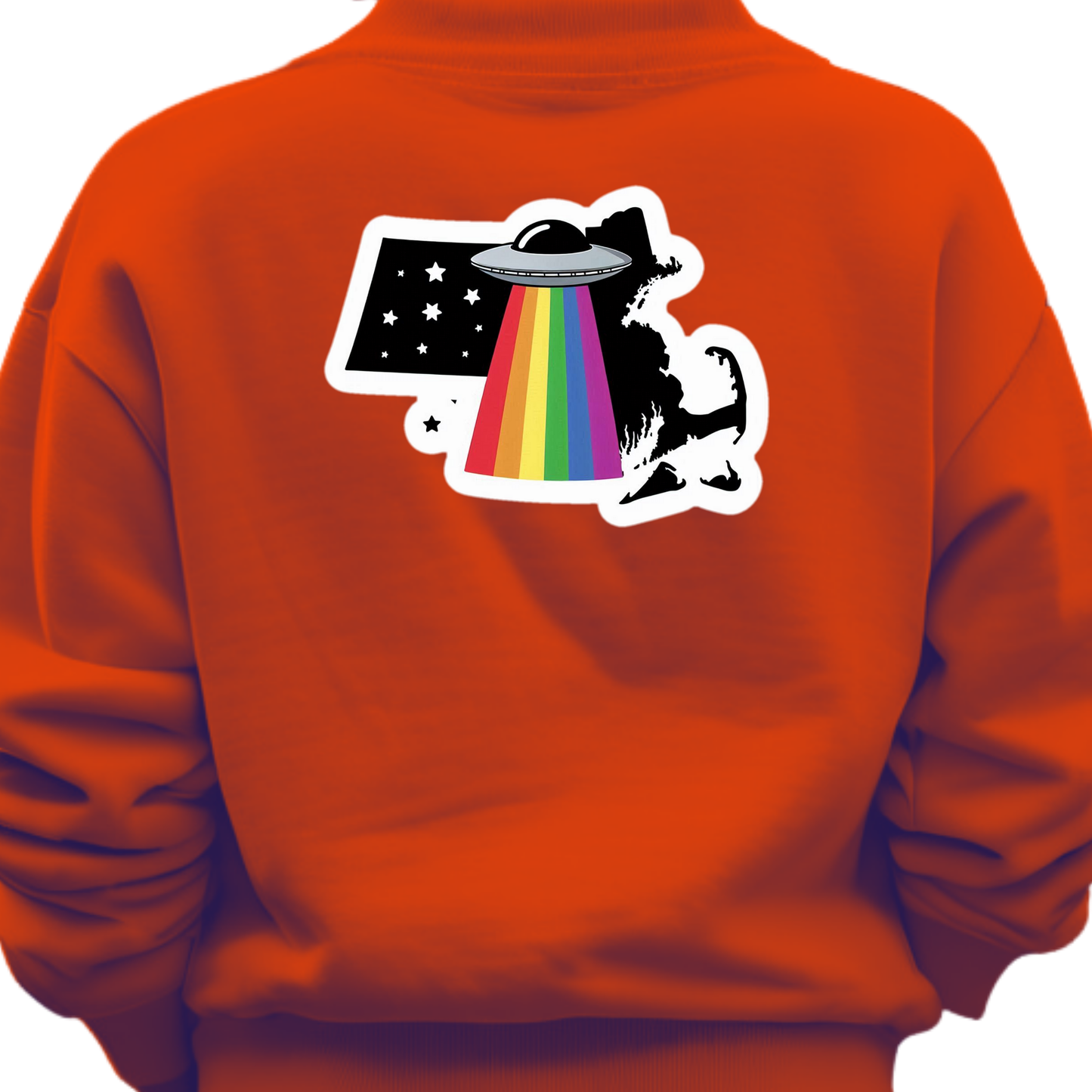 Massachusetts PRIDE Sweatshirt On The Back