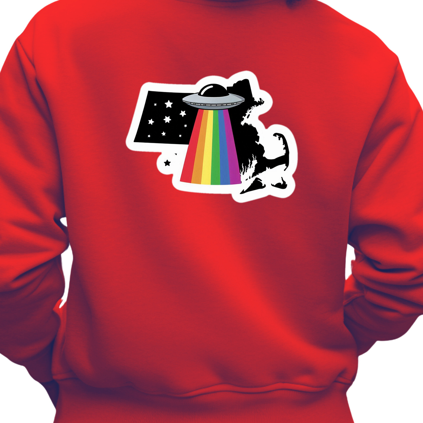 Massachusetts PRIDE Sweatshirt On The Back