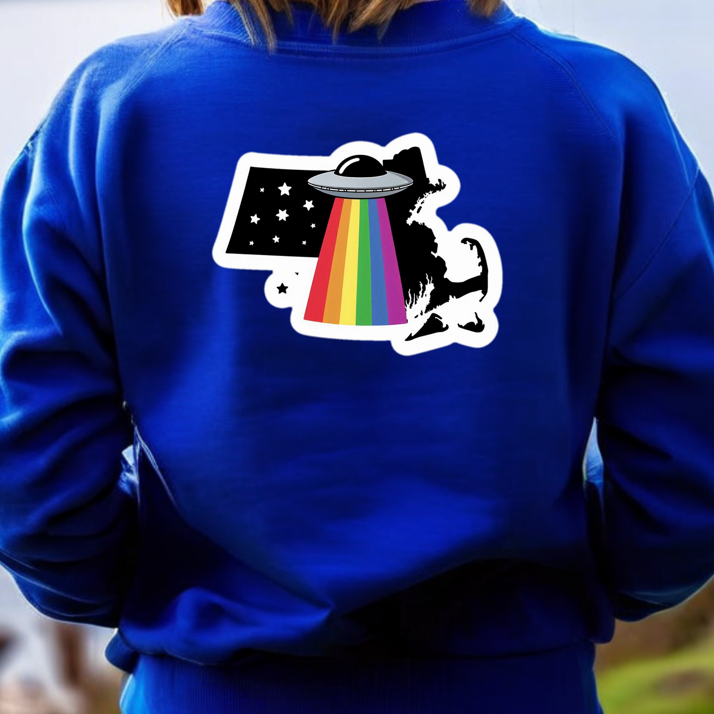 Massachusetts PRIDE Sweatshirt On The Back