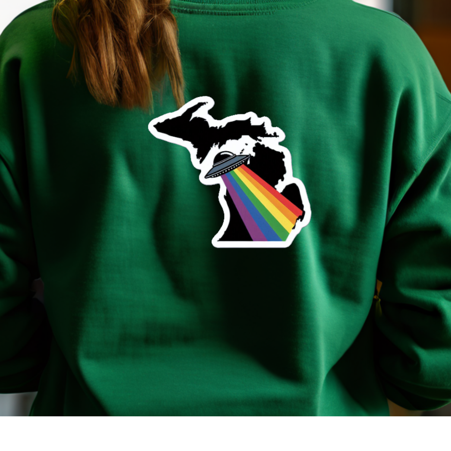 Michigan PRIDE Sweatshirt On The Back