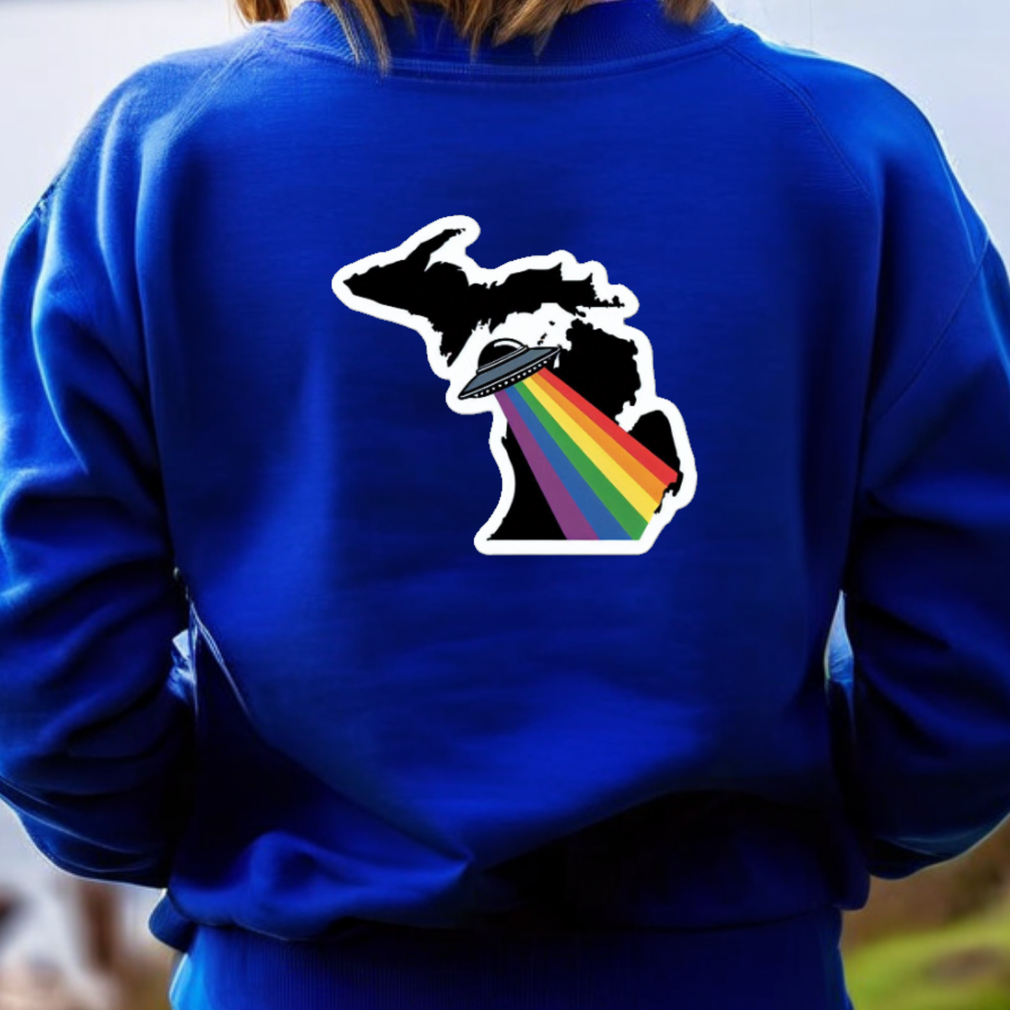 Michigan PRIDE Sweatshirt On The Back