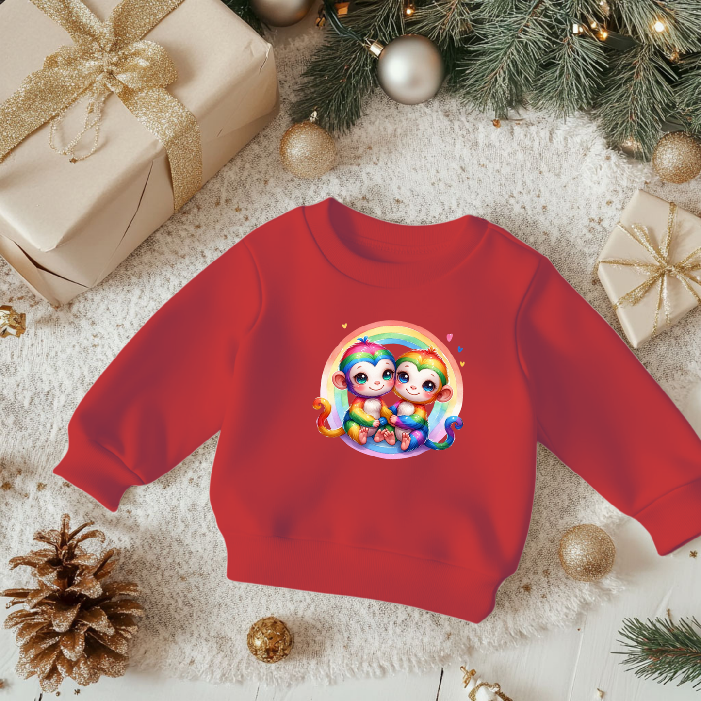 Cute Rainbow Monkeys Toddler Sweatshirt