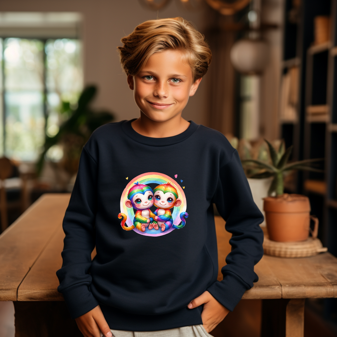 Kid's Sweatshirt - Cute Rainbow Monkies