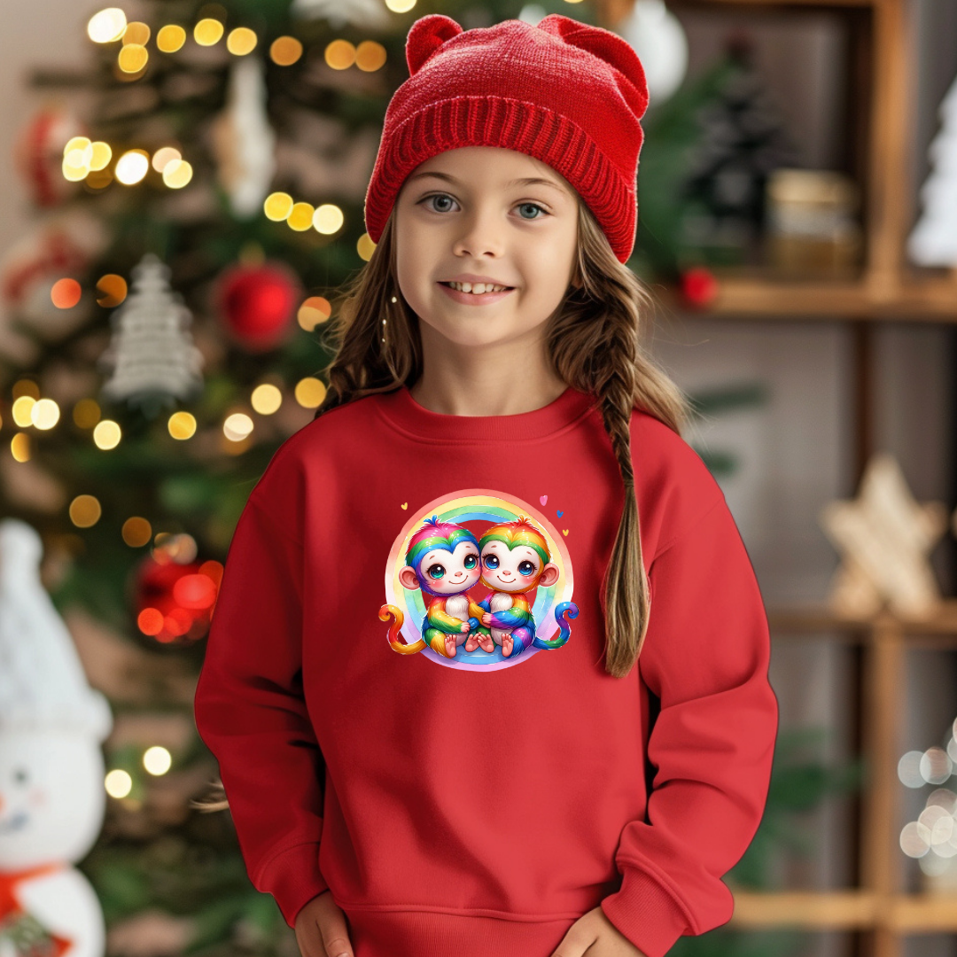 Kid's Sweatshirt - Cute Rainbow Monkies