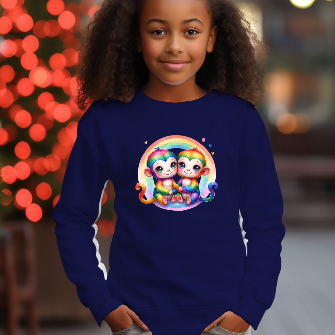 Kid's Sweatshirt - Cute Rainbow Monkies