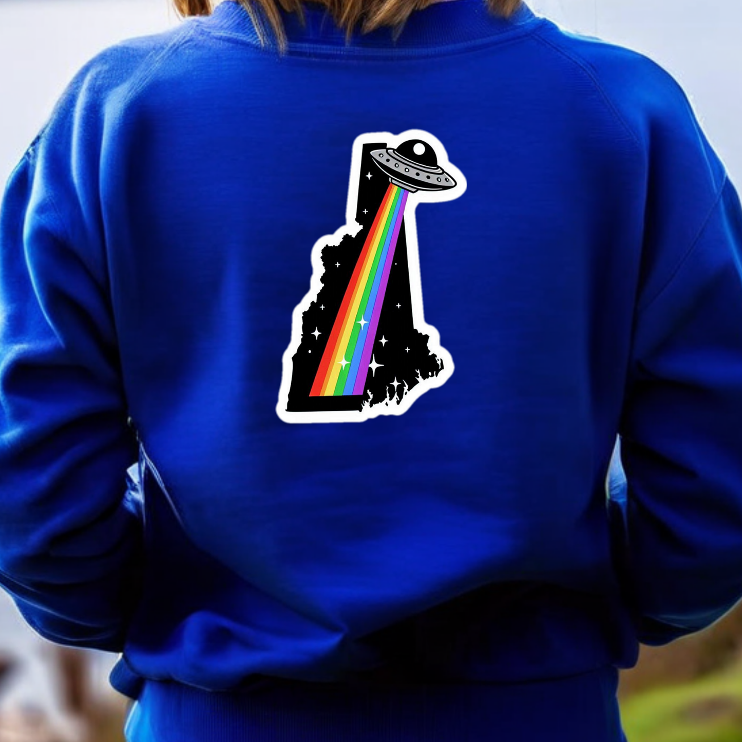 New Hampshire PRIDE Sweatshirt On The Back