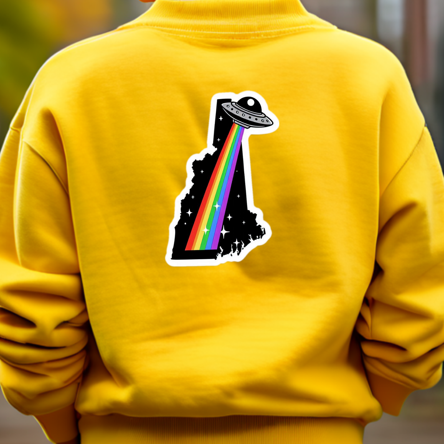 New Hampshire PRIDE Sweatshirt On The Back