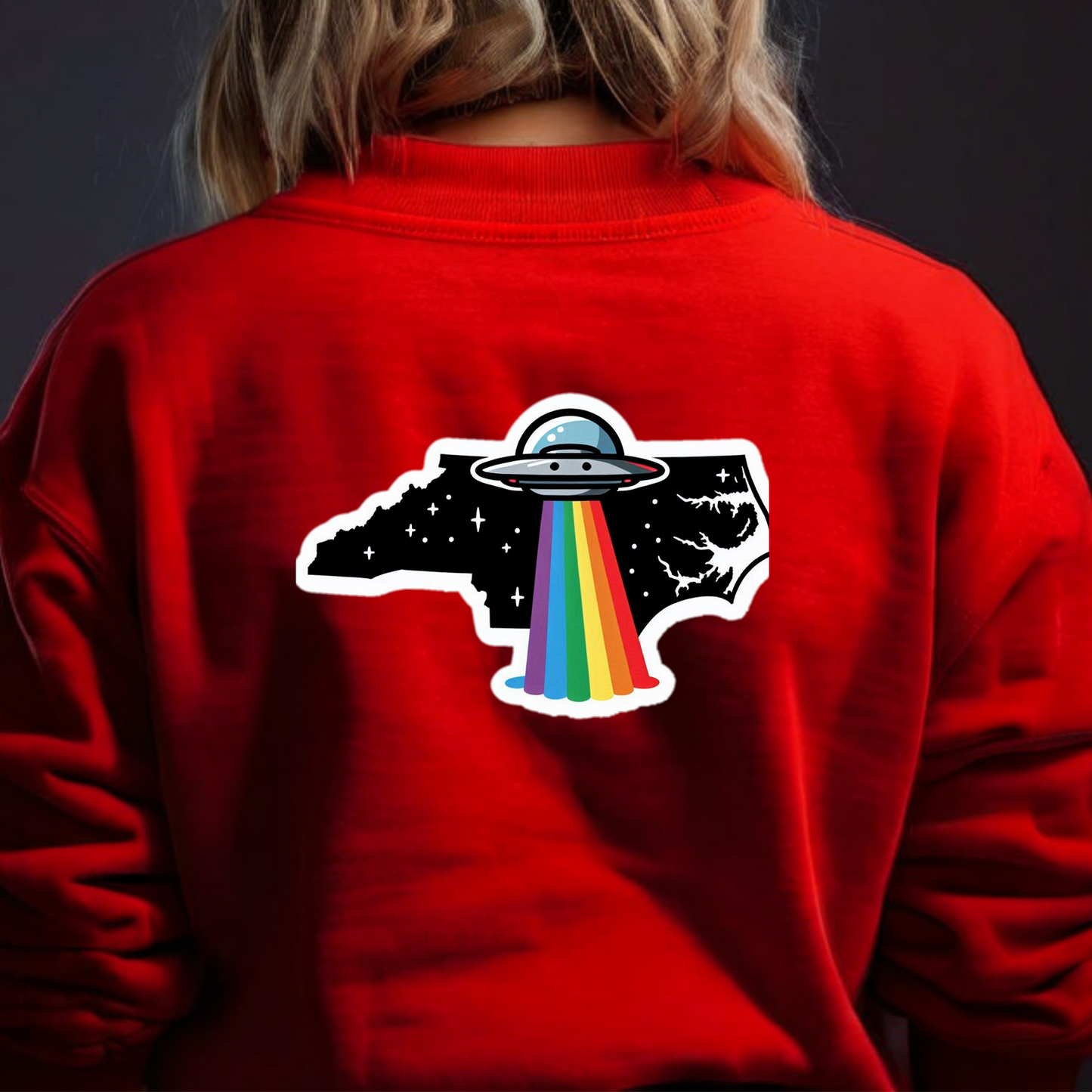 North Carolina PRIDE Sweatshirt On The Back