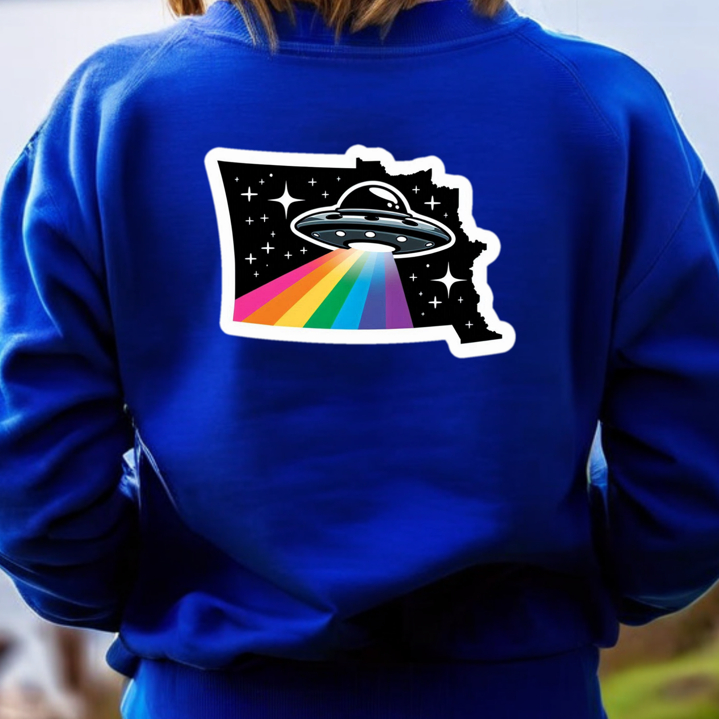 North Dakota PRIDE Sweatshirt On The Back