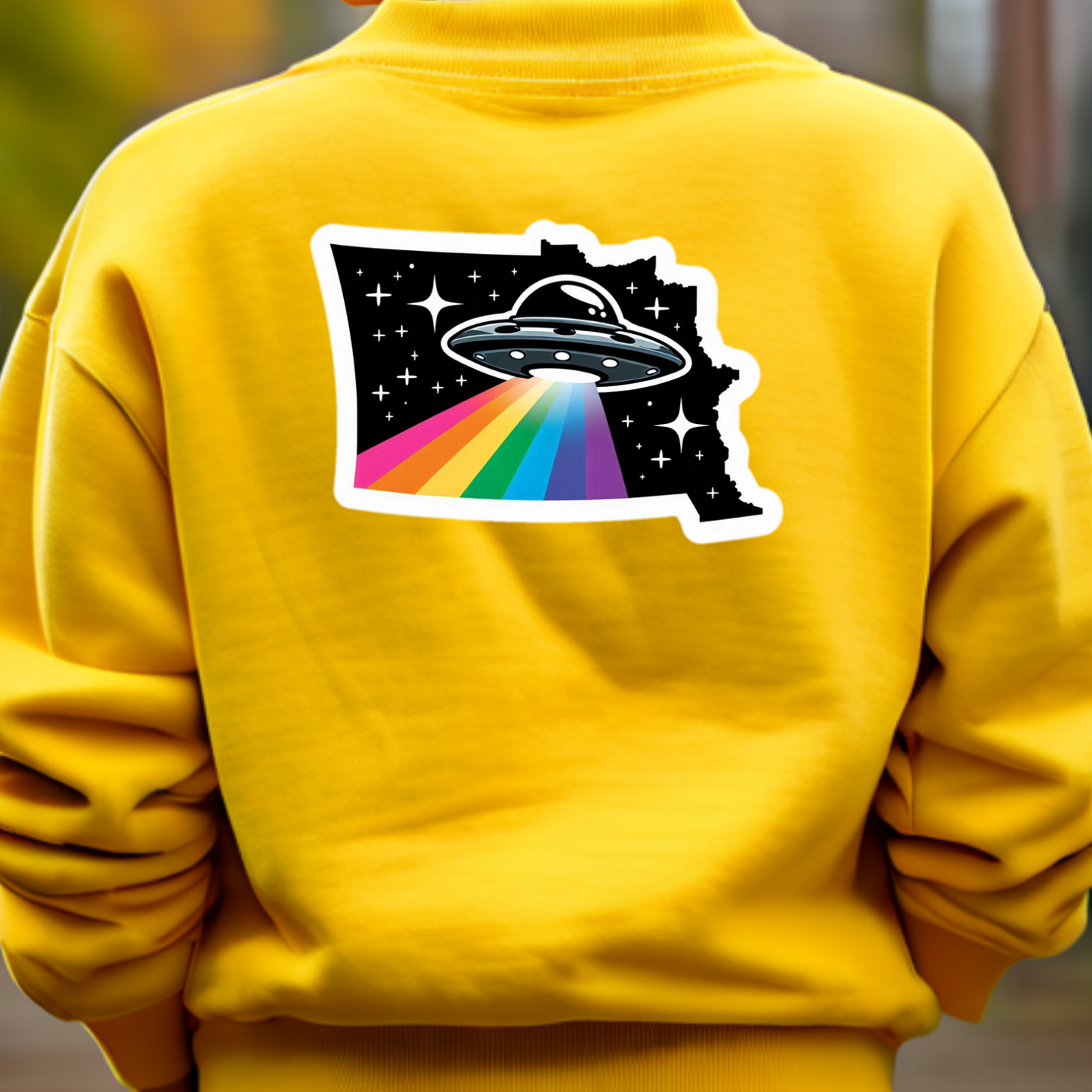 North Dakota PRIDE Sweatshirt On The Back