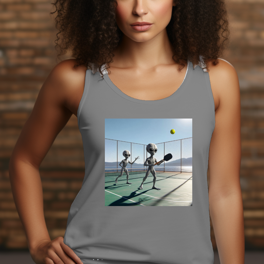 Pickleball Playing Aliens Racerback Tank