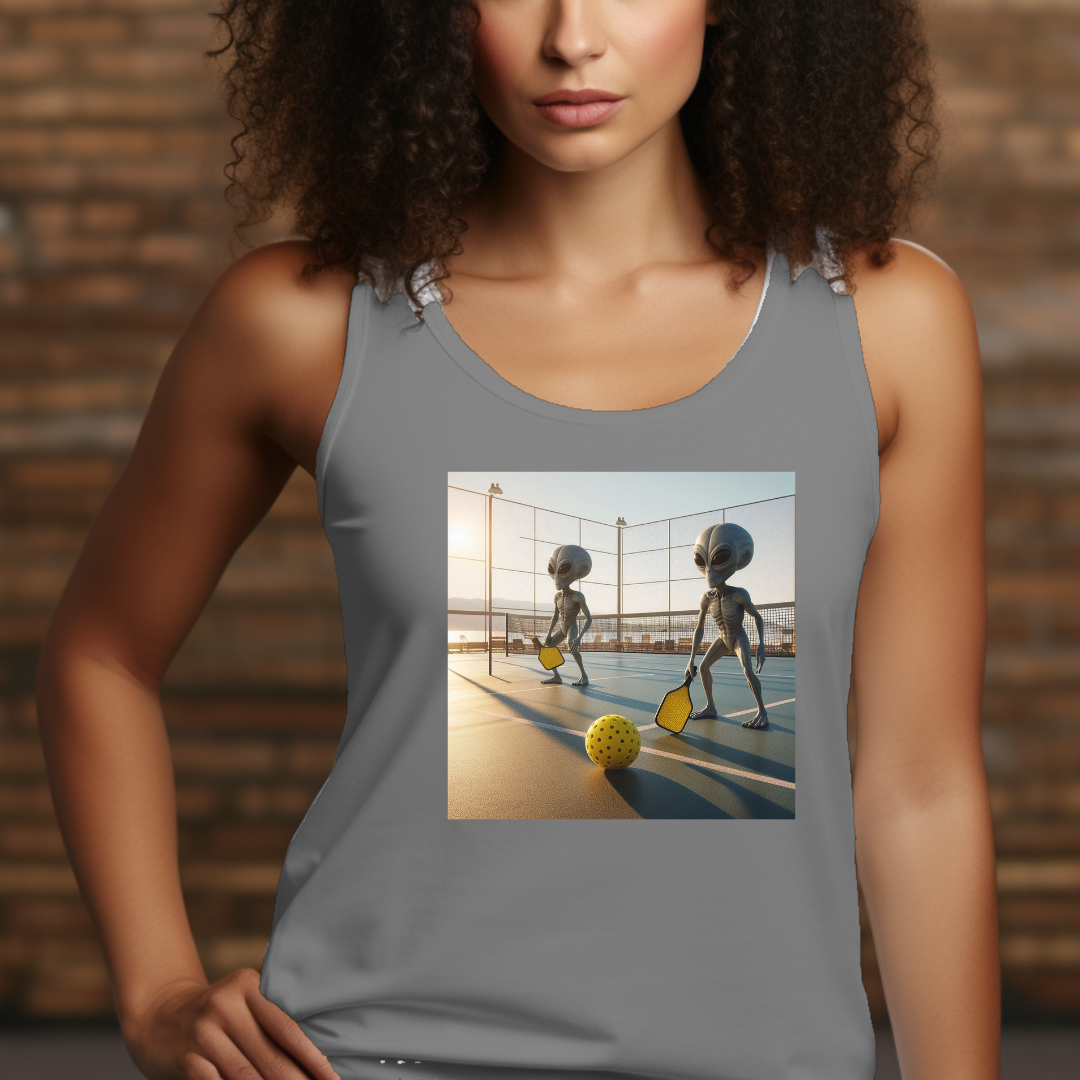 Aliens Playing Pickle Racerback Tank