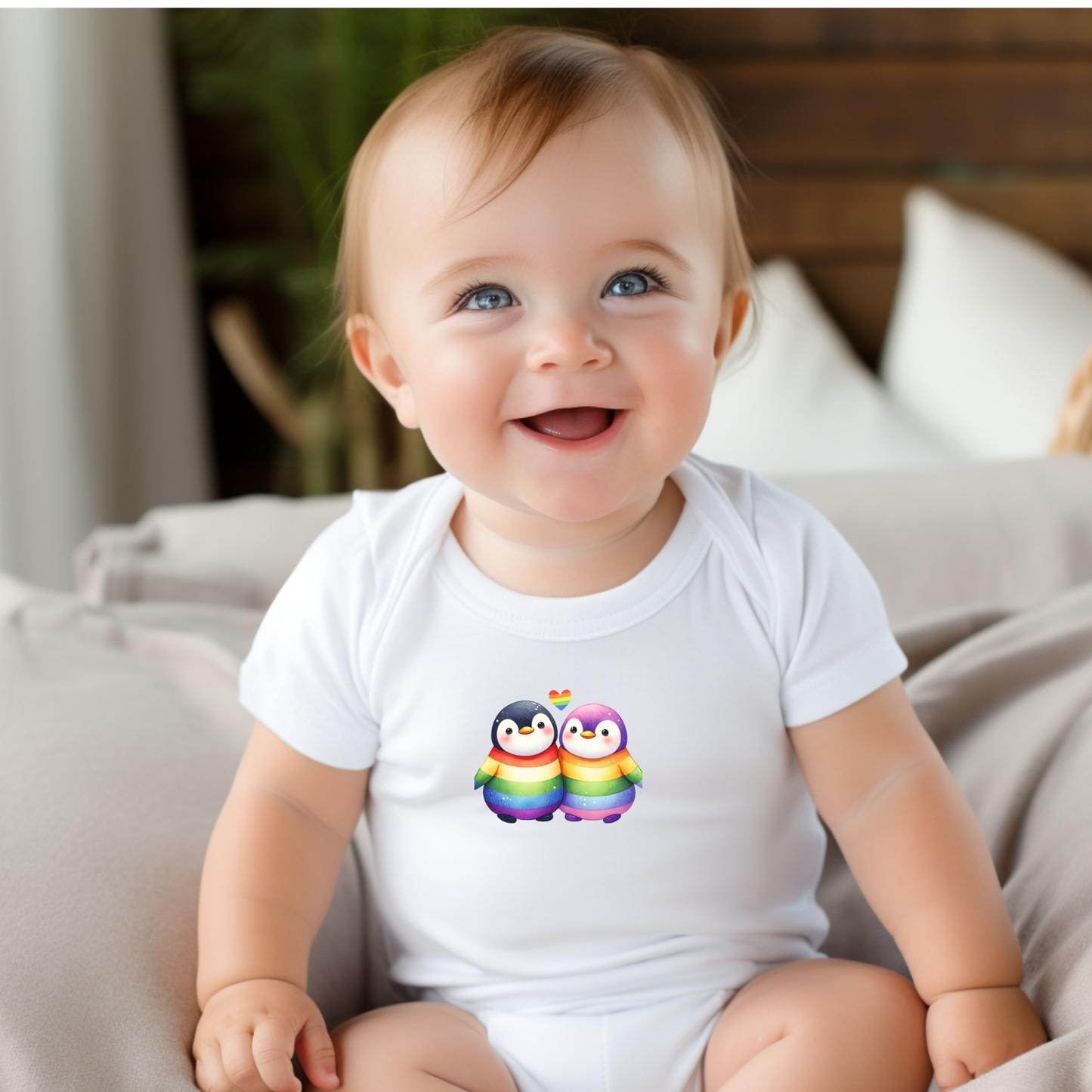 Onesie - Playful Rainbow Penguins