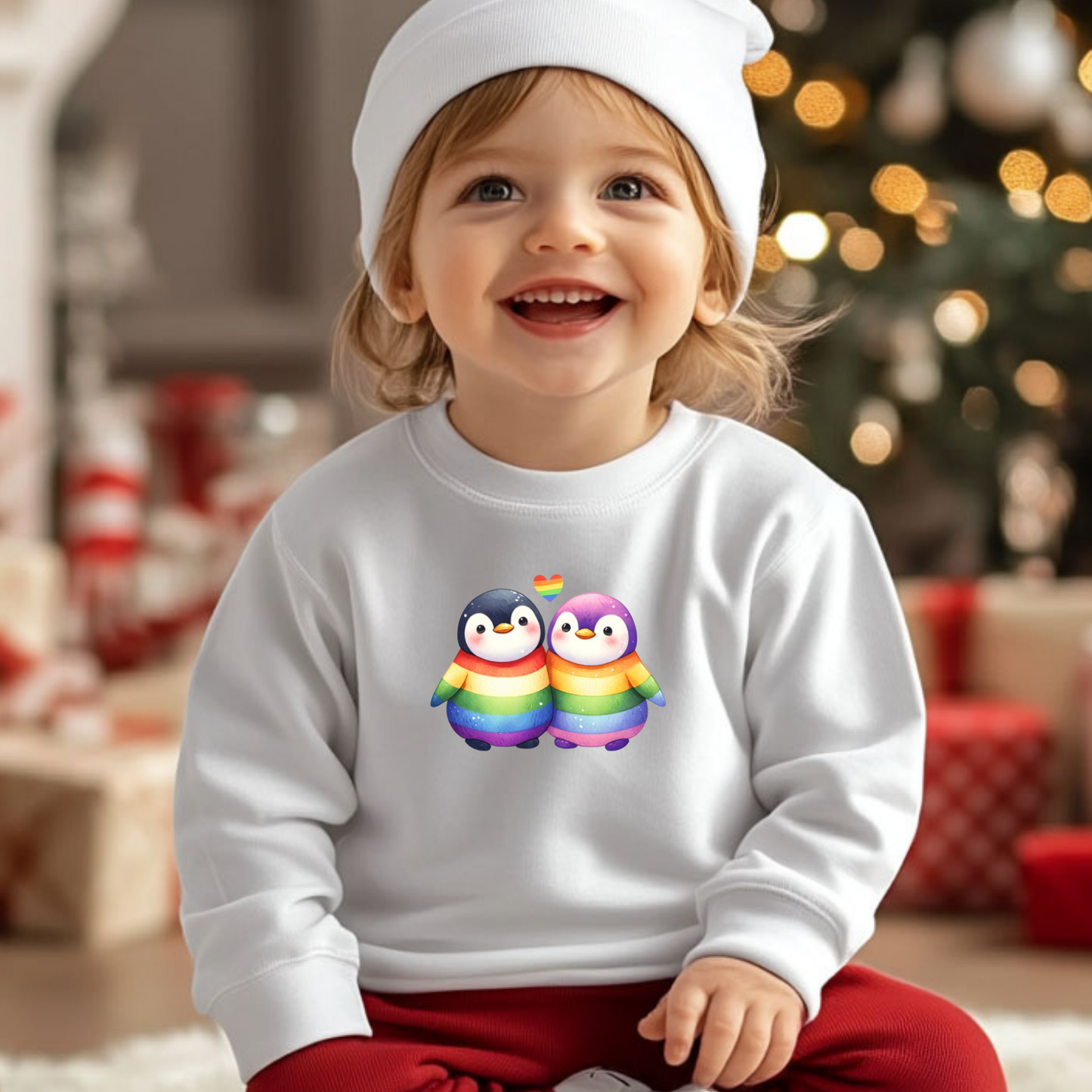 Toddler Sweatshirt - Cute Rainbow Penguins