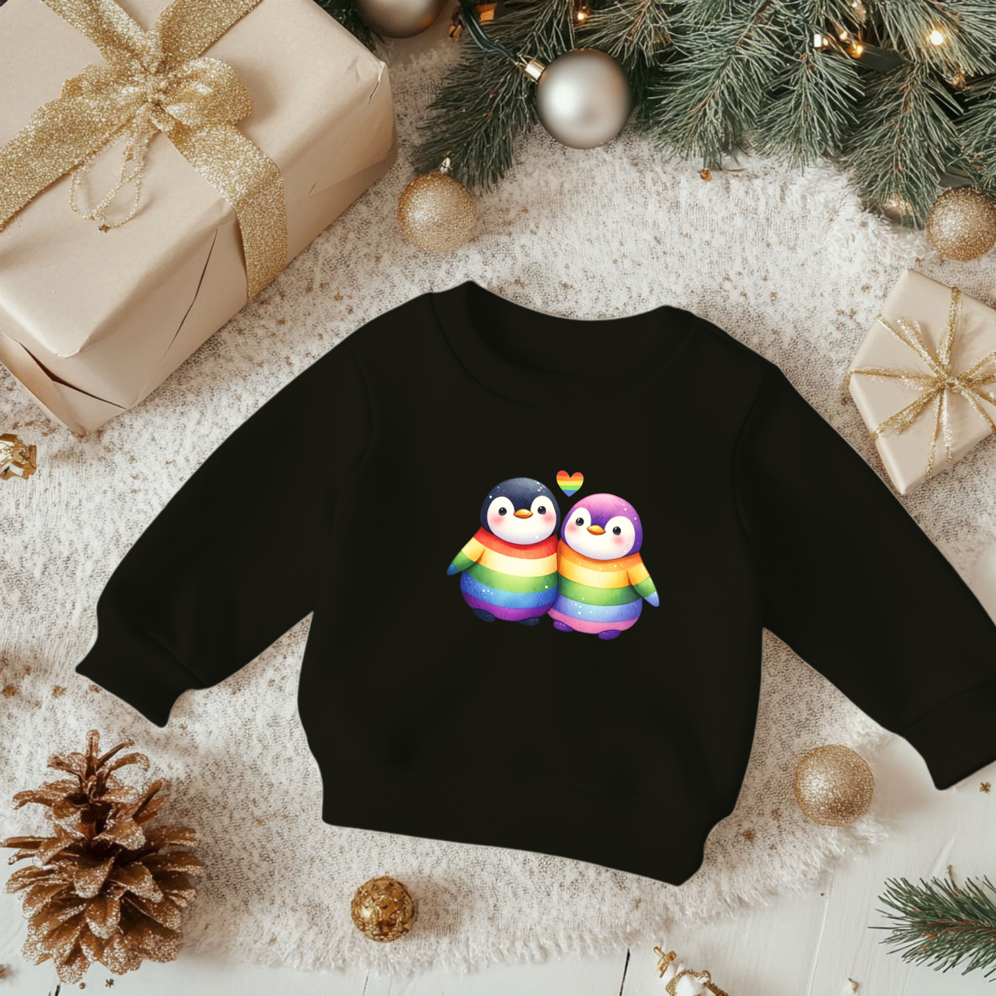 Toddler Sweatshirt - Cute Rainbow Penguins