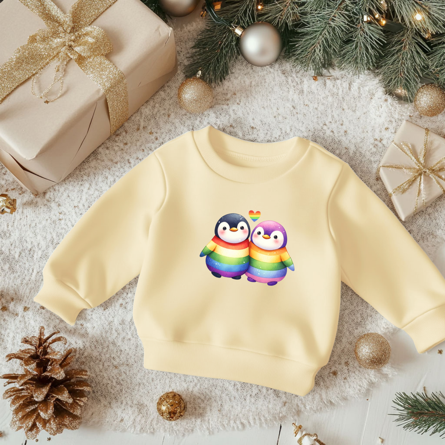 Toddler Sweatshirt - Cute Rainbow Penguins