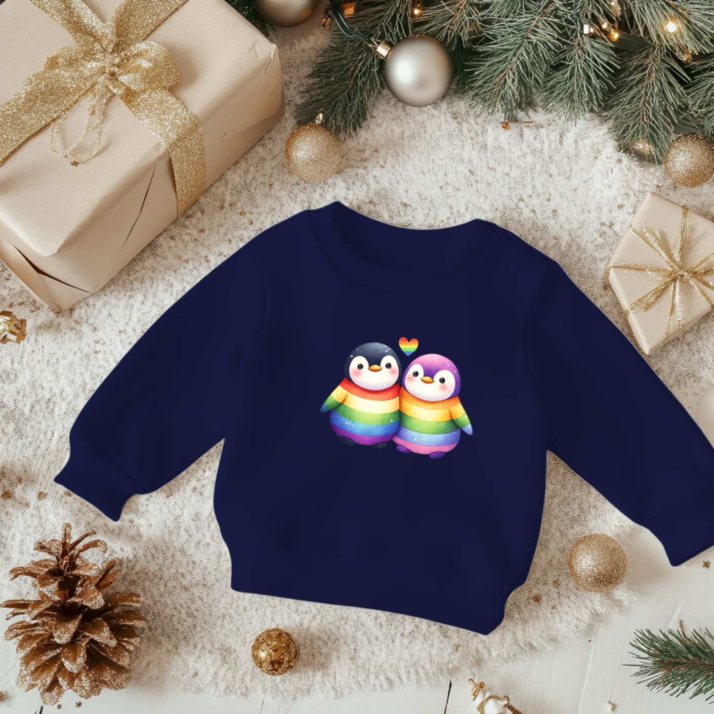 Toddler Sweatshirt - Cute Rainbow Penguins