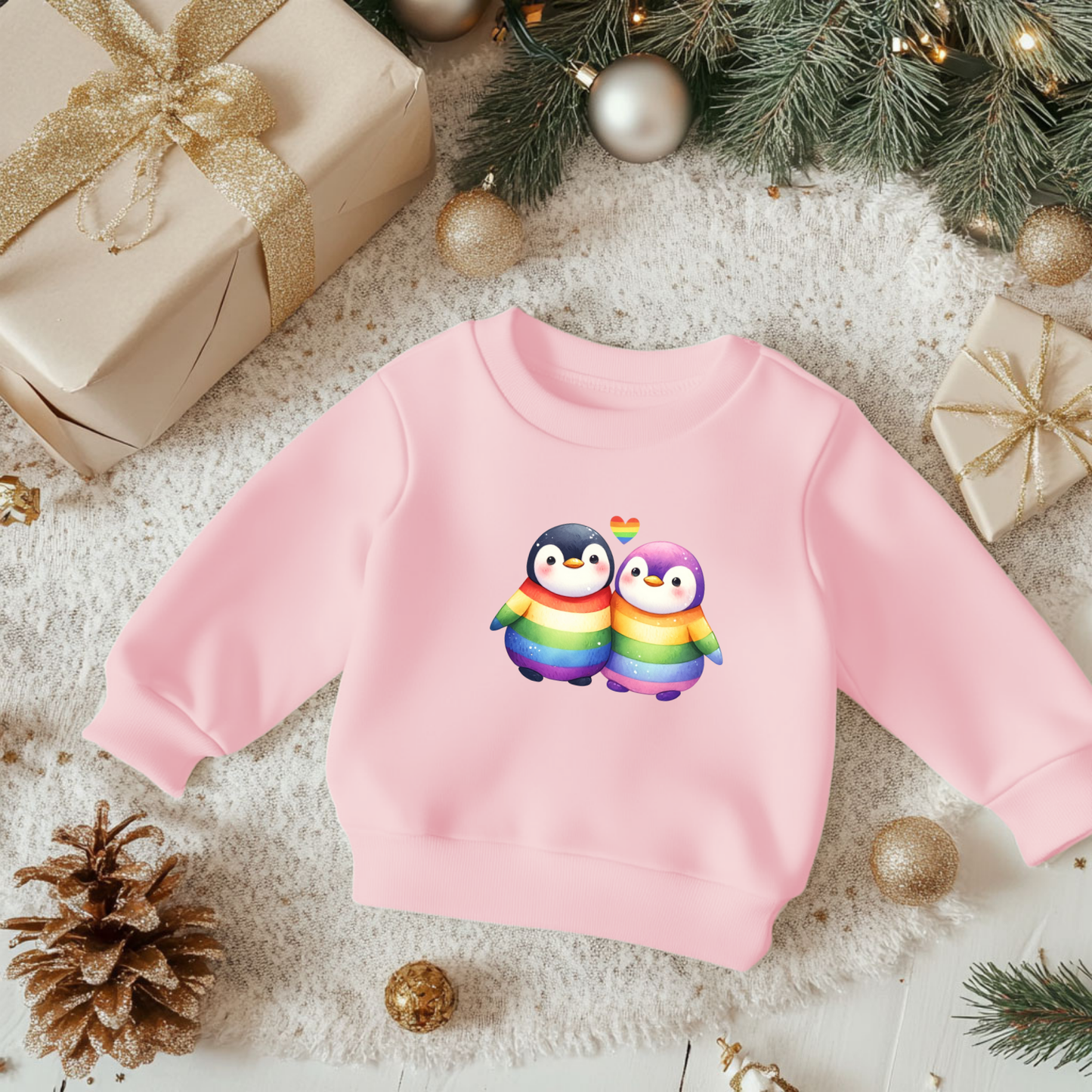 Toddler Sweatshirt - Cute Rainbow Penguins