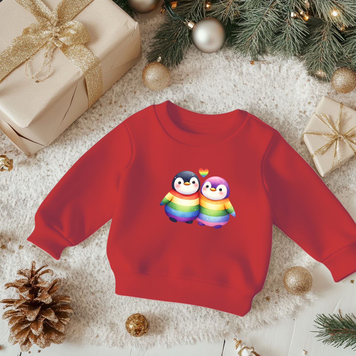 Toddler Sweatshirt - Cute Rainbow Penguins