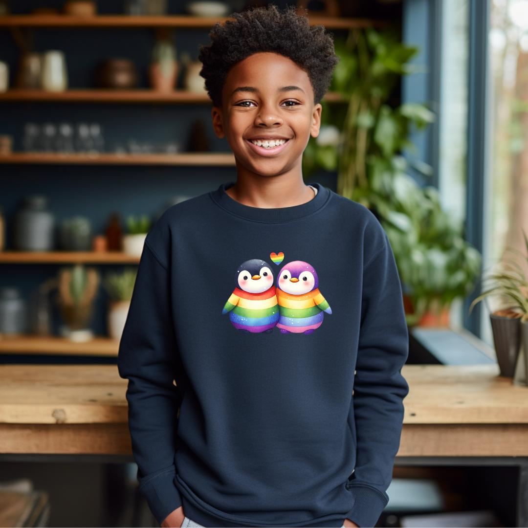 Kids Sweatshirt - Cute Rainbow Animal Penguins