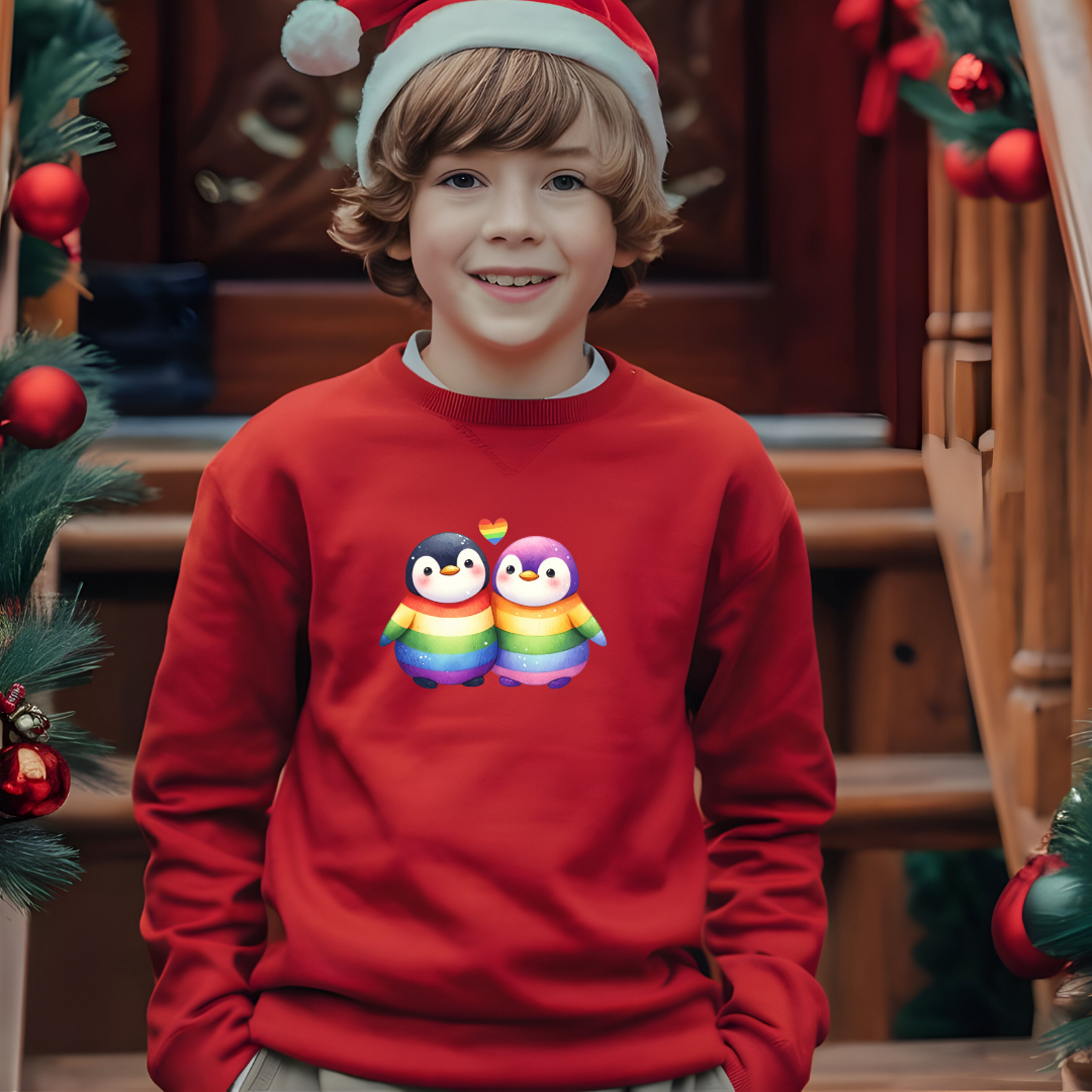 Kids Sweatshirt - Cute Rainbow Animal Penguins
