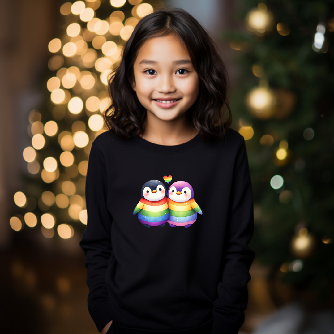 Kids Sweatshirt - Cute Rainbow Animal Penguins