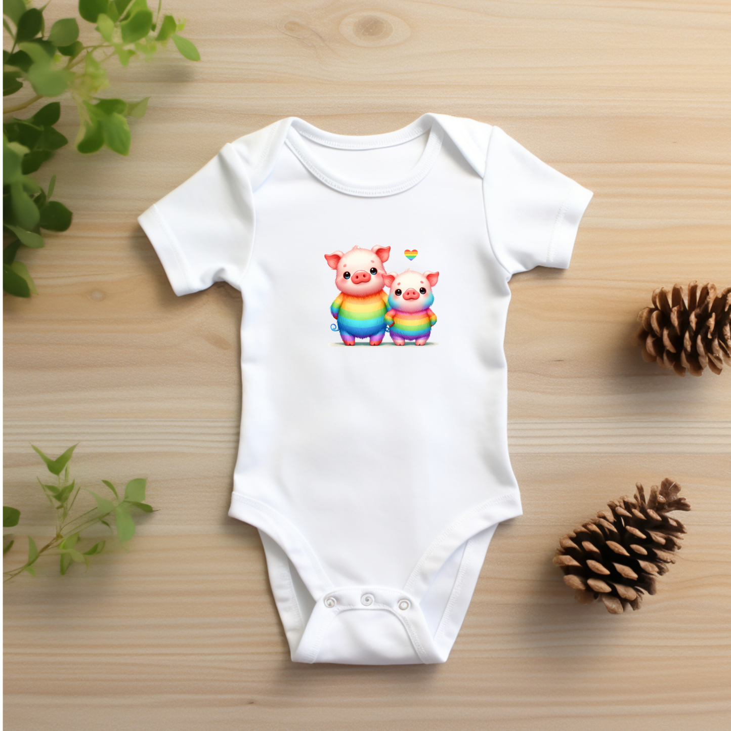 Onesie - Playful Rainbow Piggies