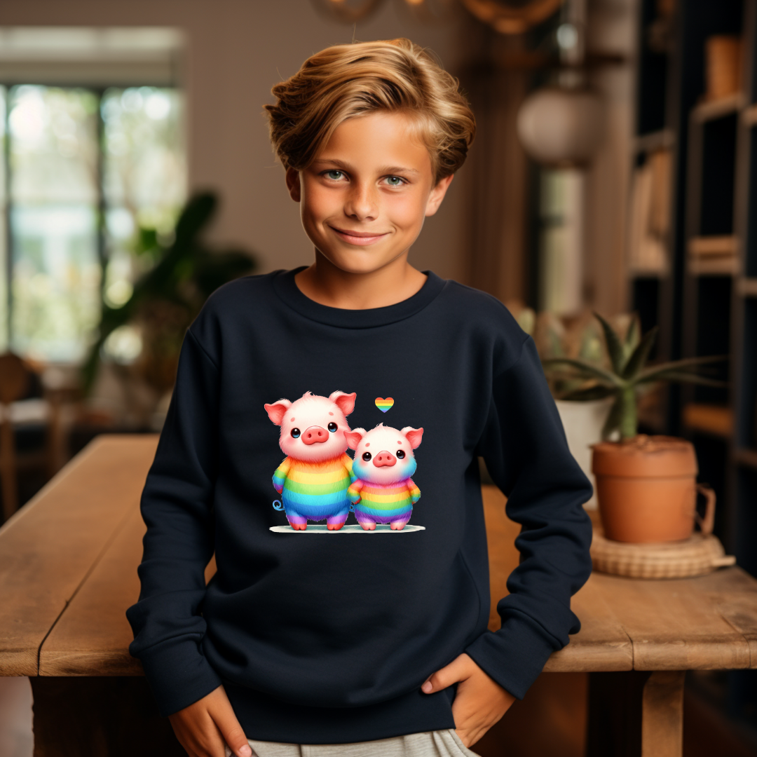 Kid's Sweatshirt - Cute Rainbow Piggies