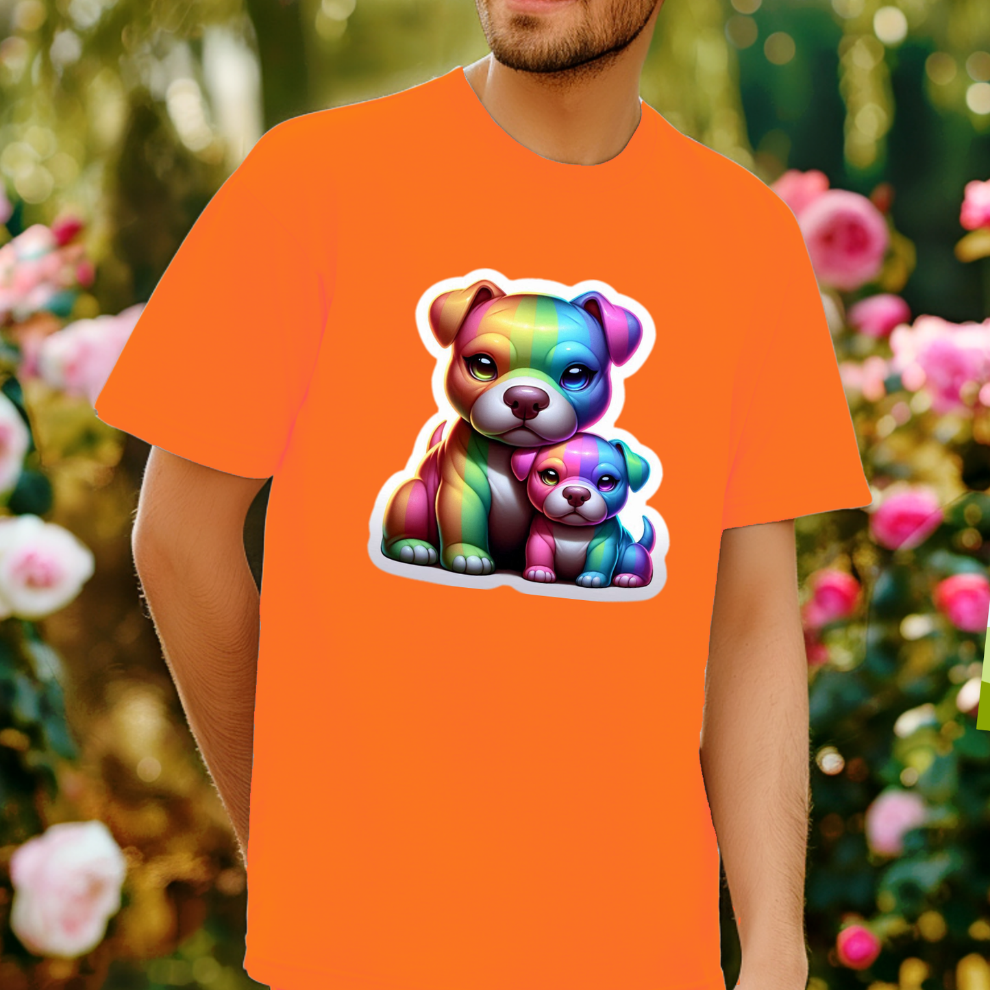 Rainbow Animals T-Shirt Collection: American Staffordshire Terrier and Pup