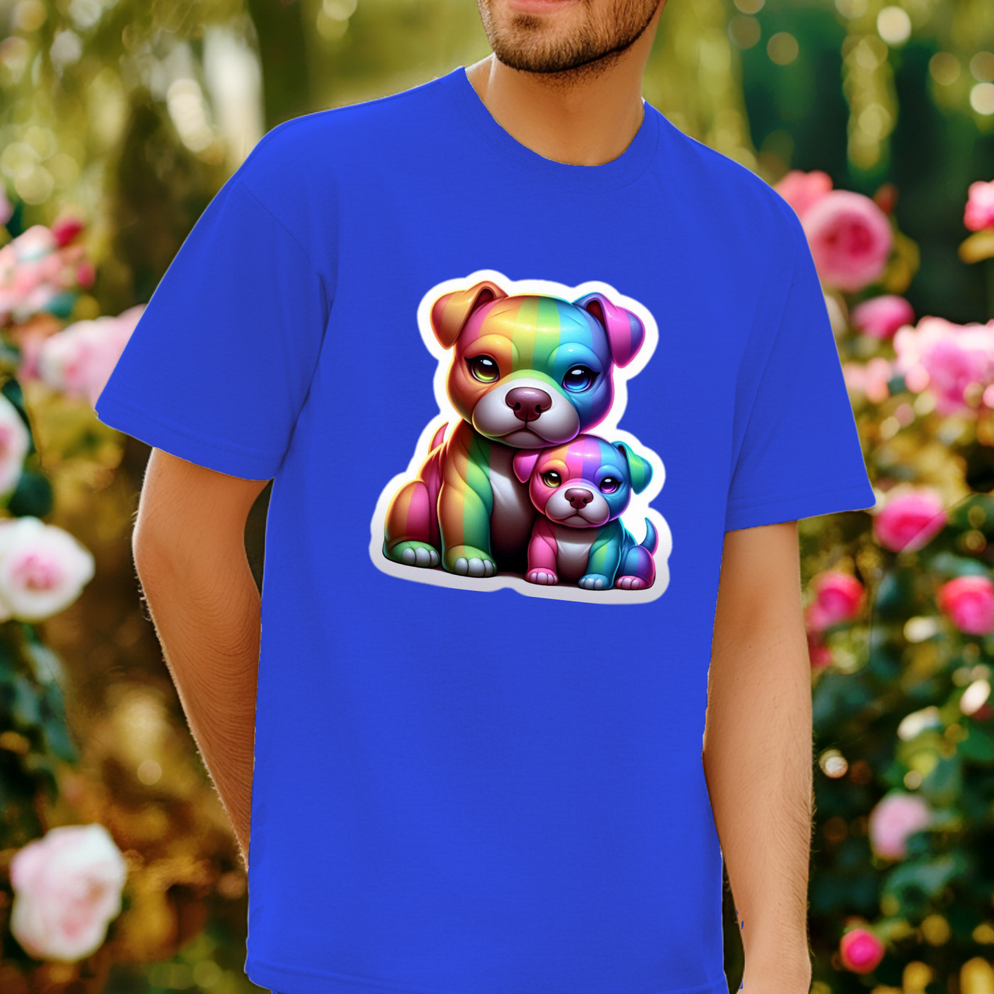 Rainbow Animals T-Shirt Collection: American Staffordshire Terrier and Pup