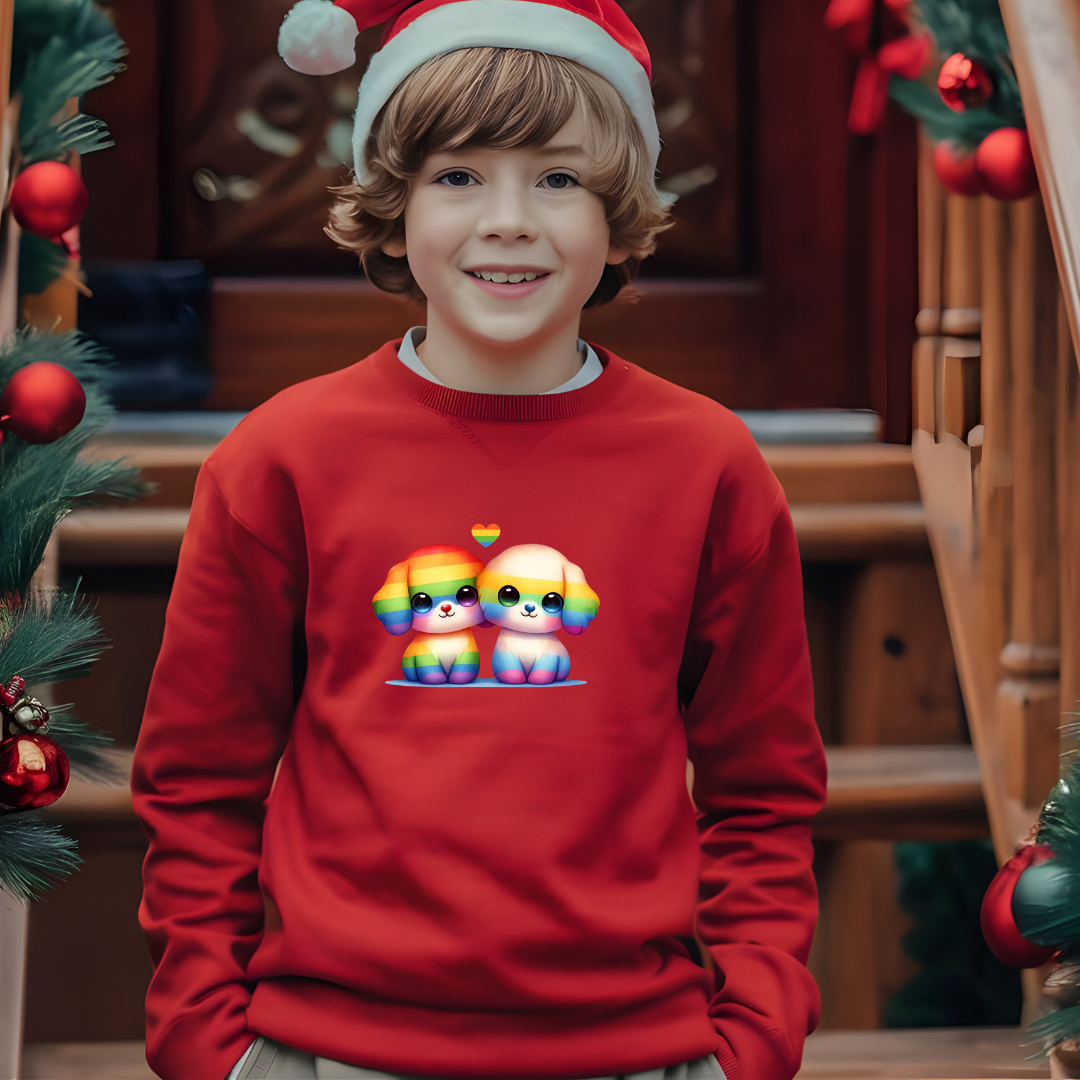 Kid's Sweatshirt - Cute Rainbow Animal Puppies