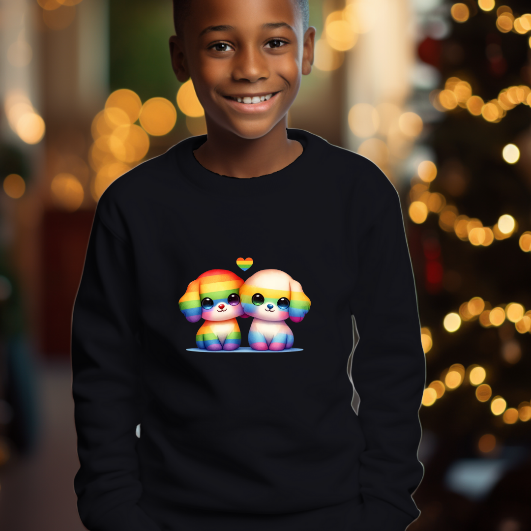 Kid's Sweatshirt - Cute Rainbow Animal Puppies